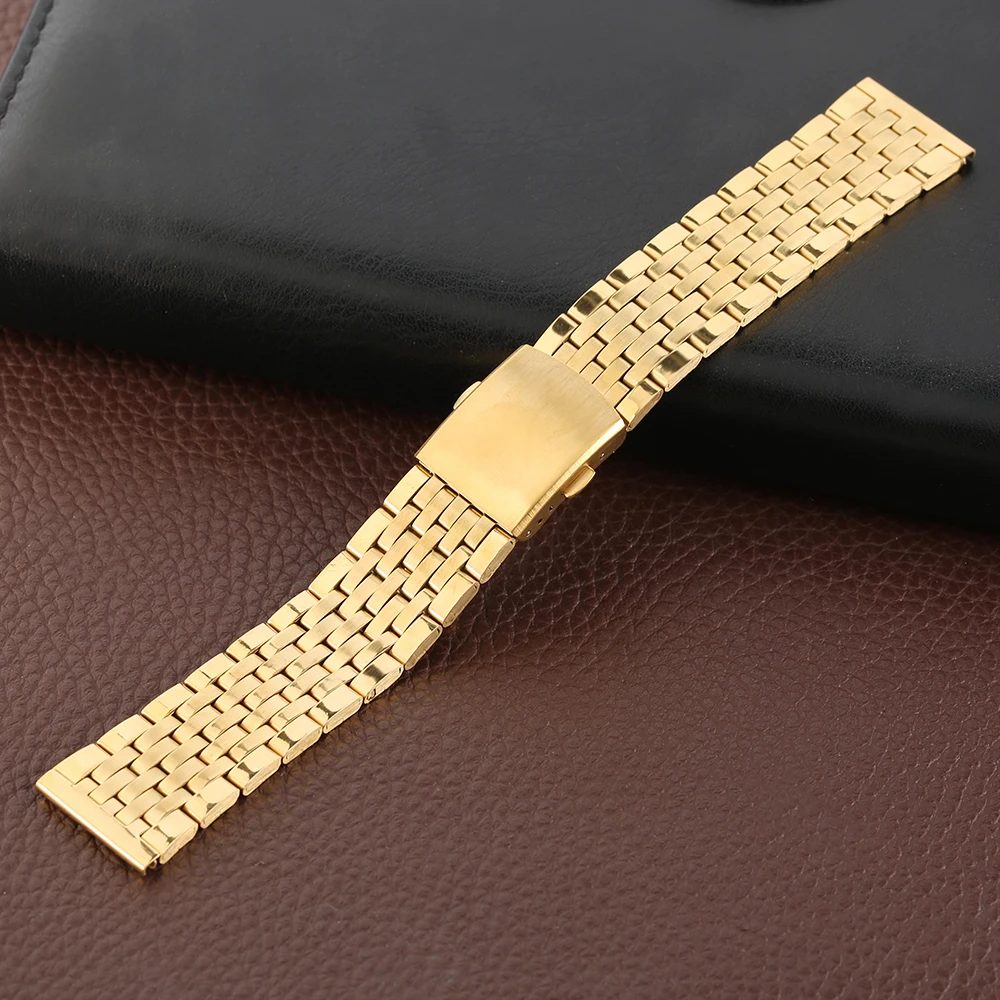 

18MM/20MM/22MM Stainless Steel Watch Strap Golden Band citurini di acciaio per orologi Watches With 2 Spring Bars horloge bandje