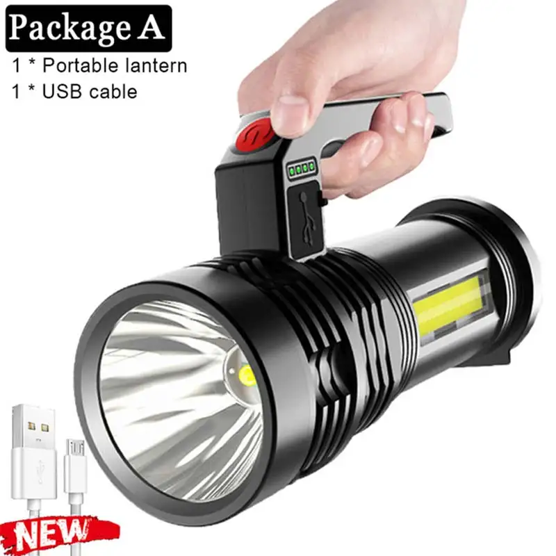 

Super bright flashlight light outdoor USB charging Osl + cob LED 4 modes mobile power flashlight bulb impact resistance