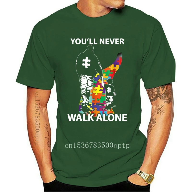 

You'Ll Never Walk Alone Shirt Puzzle Pieces Autism Awareness newest 2021 Men T-Shirt Fashion Men Clothing Brand T shirt