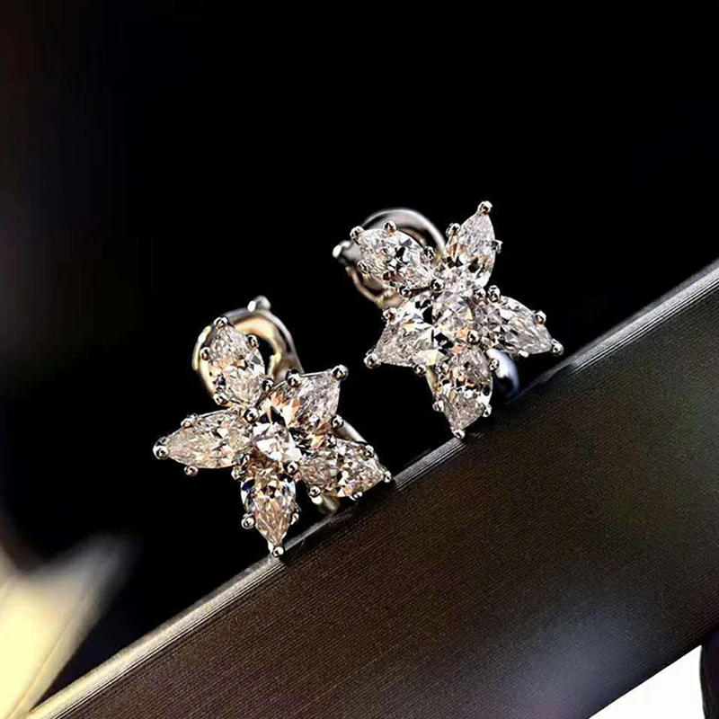 

925 Sterling Silver Earings Korean Fashion Sunflower Charms Stud Earrings For Women 2021 High-End Fine Jewelry Anti Allergic