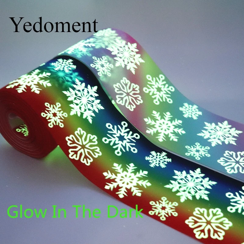 5 ярдов 3 &quot75 мм светится в темноте Рождественская печатная корсажная лента для