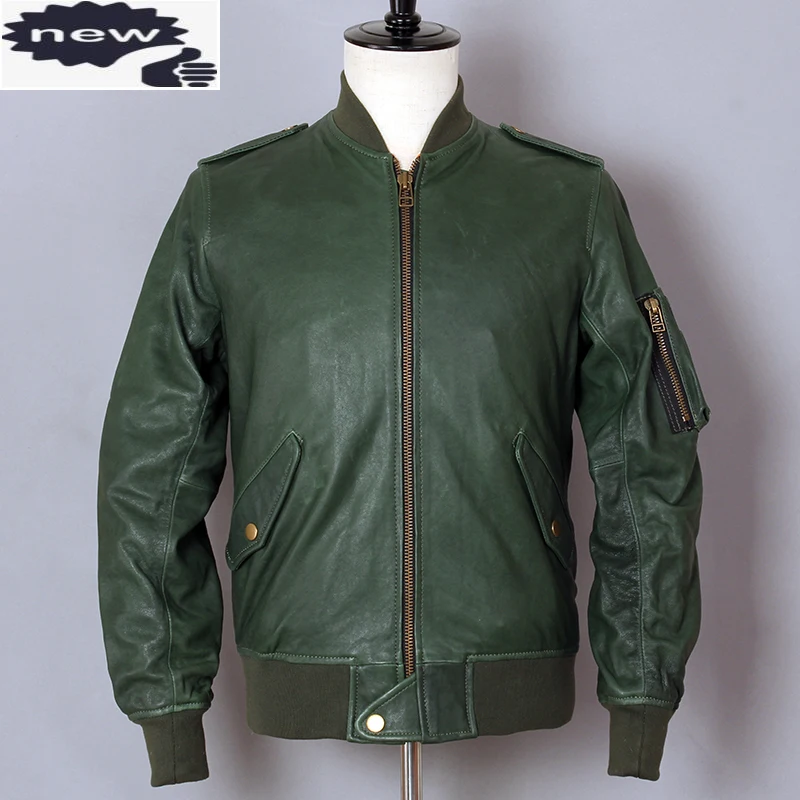 Куртка бомбер AVIREX FLY Мужская мотоциклетная бейсбольная куртка из натуральной