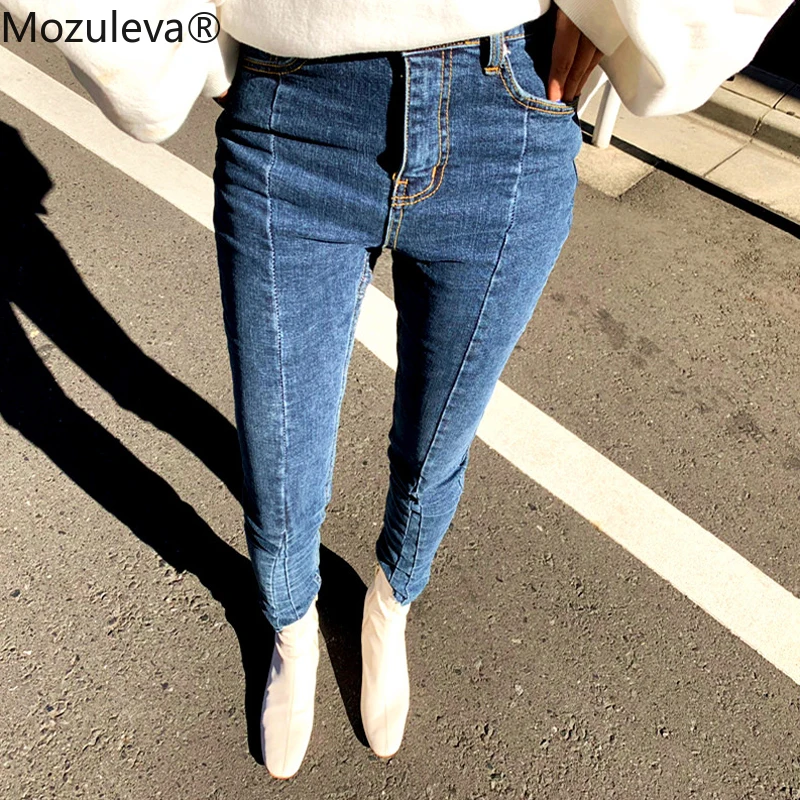 Женские джинсы капри Mozuleva Стрейчевые карандаш с высокой талией и кисточками