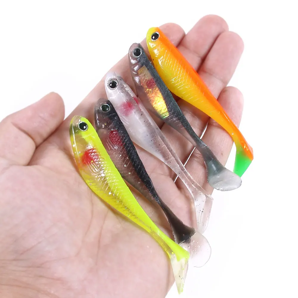 

5pcs 8.8cm 5g Shad Soft Plastic Lures Jig Swimbaits Artificial Double Color Silicone Bait for Bass Carp Lures Tackle Wobber