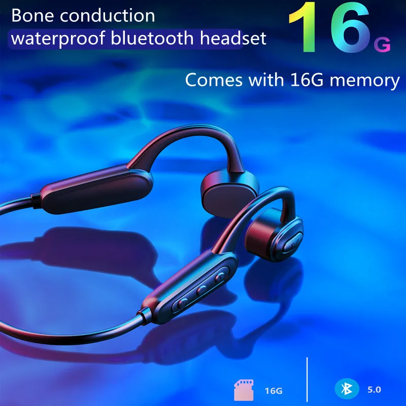 

Waterproof Swimming Earphones, K8 Bone Conduction Wireless Bluetooth Earphones, 16GB Memory MP3 Player