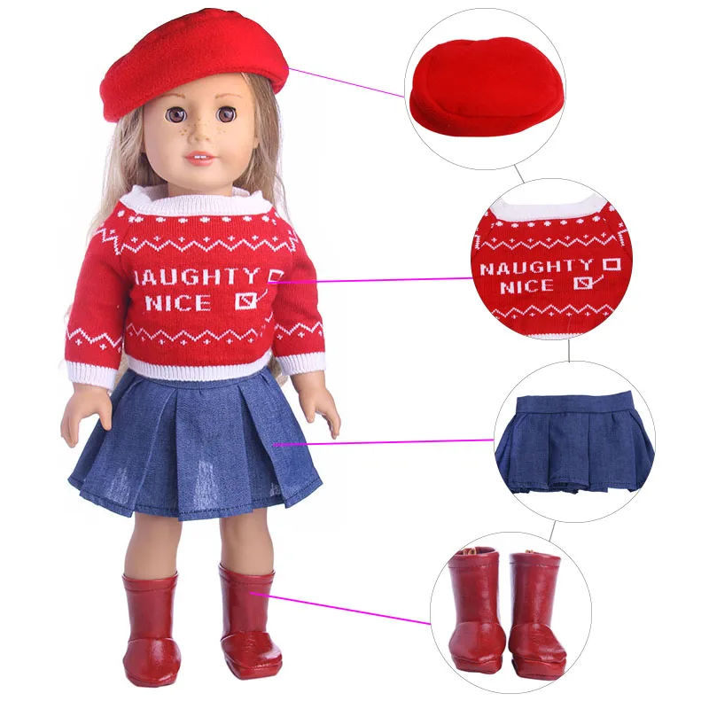 Кукольный свитер юбка подходящая для 18 американских кукол и 43 см новорожденных