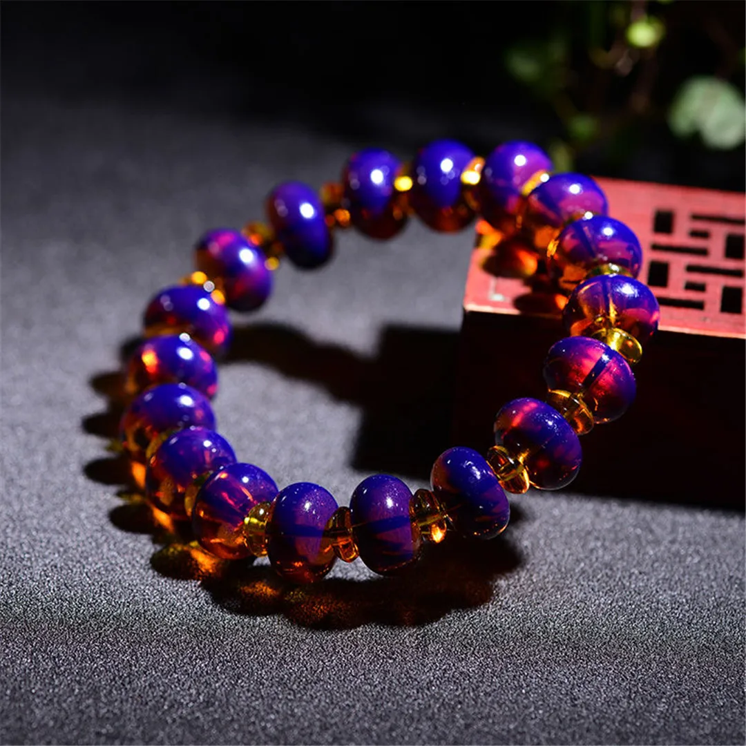 

16mm Natural Blue Amber Bracelet Jewelry For Women Men Gift Healing Wealth Crystal Stone Beads Dominican Gemstone Strands AAAAA