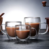 150 450ml transparent glass coffee cup 4 size milk whiskey tea beer double creative heat resistant cocktail vodka wine mug