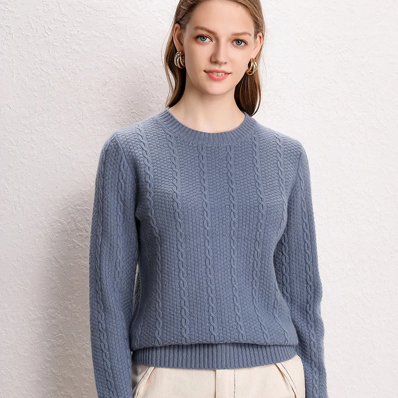 Женский свитер из 100% кашемира на осень и зиму новый тонкий с круглым вырезом