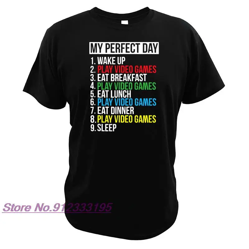 Мой идеальный день видео игры Футболка забавная крутая женская 100% хлопок
