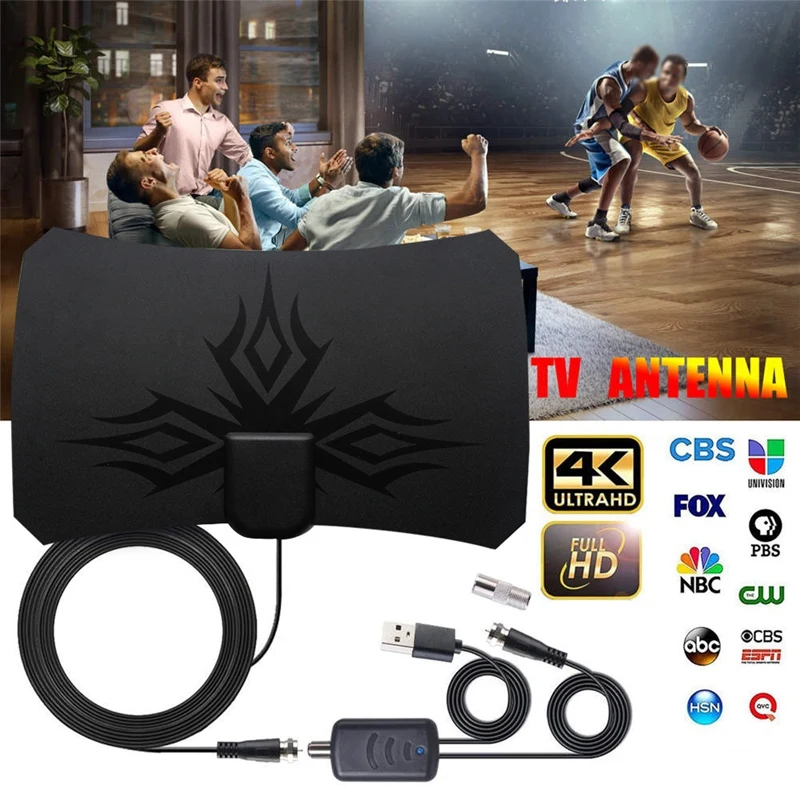 HD ТВ антенна 4K цифровая внутренняя усиленная 25Dbi HD1080P DVBT2 Бесплатный просмотр