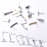 20pcslot stainless steel earring clasps simple french earring hook ear posts connector for diy jewelry making findings supplies