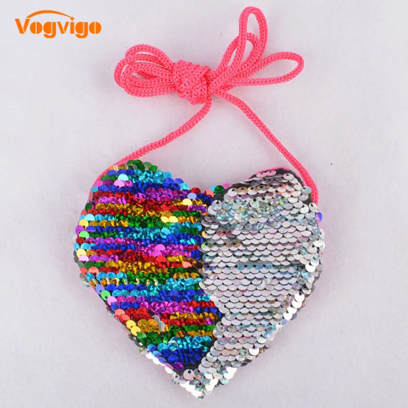 4 Vogvigo блестки Любящее сердце мультфильм маленький кошелек для монет детские сумки дети плечо Монета Сумка для маленьких девочек мини-сумка - Цвет: 4