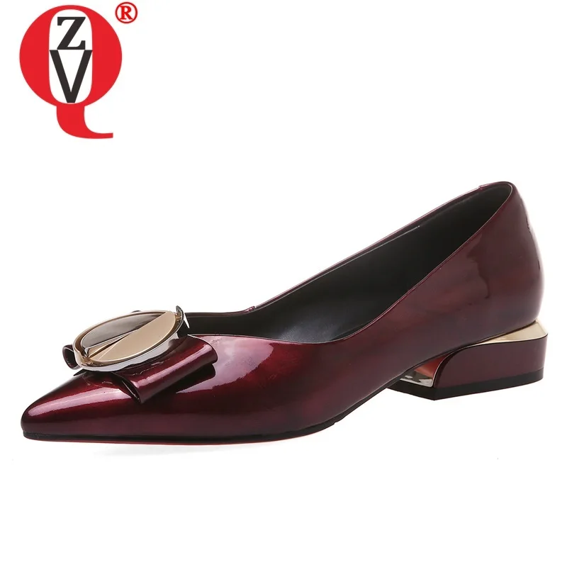 

ZVQ Spring New Concise Casual Women Shoes Outside Low Heels Genuine Leather Pointed Toe Women Shoes Drop Shipping Size 34-39