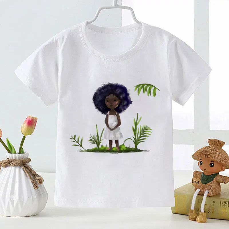 

New Fashion Girl Print Baby Girl Clothes Summer Harajuku Design Fun Boy Tshirts Kids Characters White Round Neck T Shirt Enfant