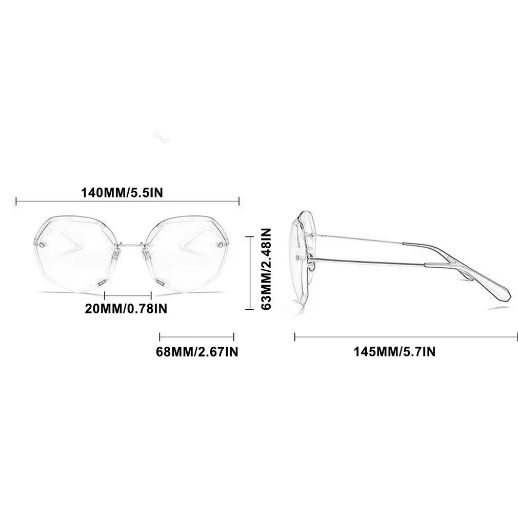 

2021 Rimless Sunglasses Women Brand Designer Sun Glasses Gradient Shades Cutting Lens Ladies Frameless Metal Eyeglasses UV400