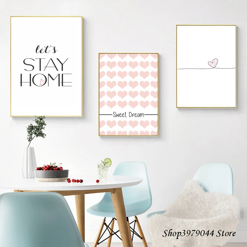 Милые мечты цитаты постер Северное розовое сердце рисунок принт для детской