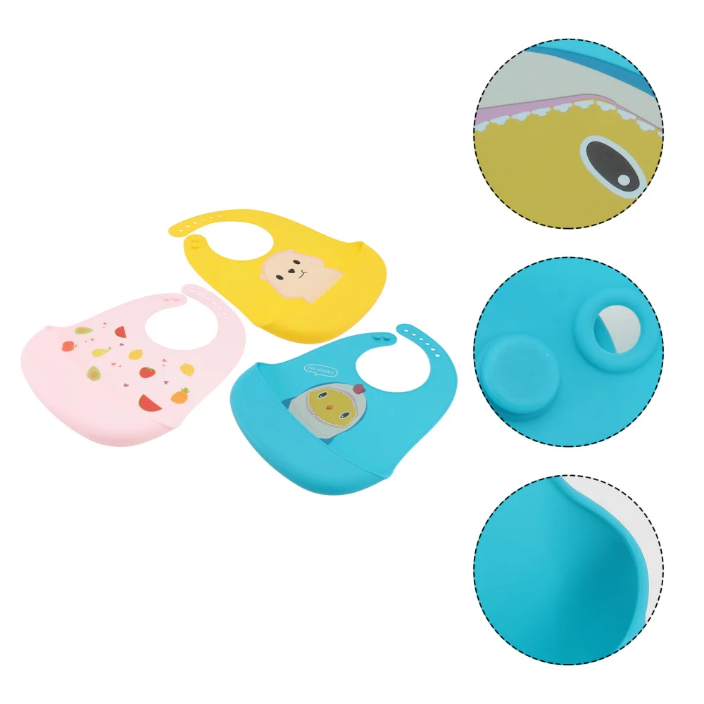 

3pcs Portable Toddler Bib Silicone Bibs for Infant (Pink, Yellow, Blue)