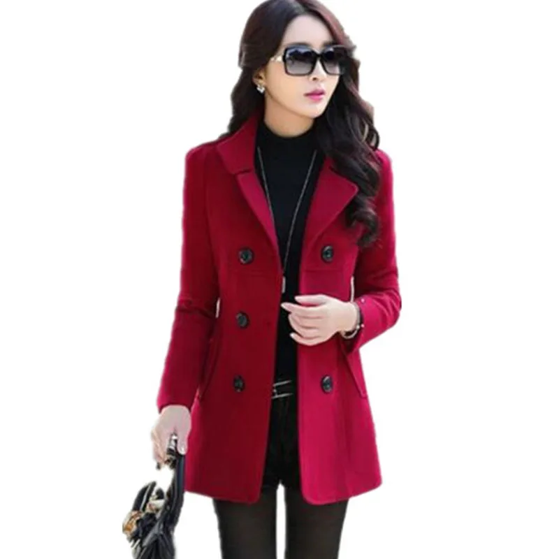 

Женское шерстяное пальто, двубортное, элегантное, облегающее, однотонное длинное пальто-кокон, Осень-зима 2020