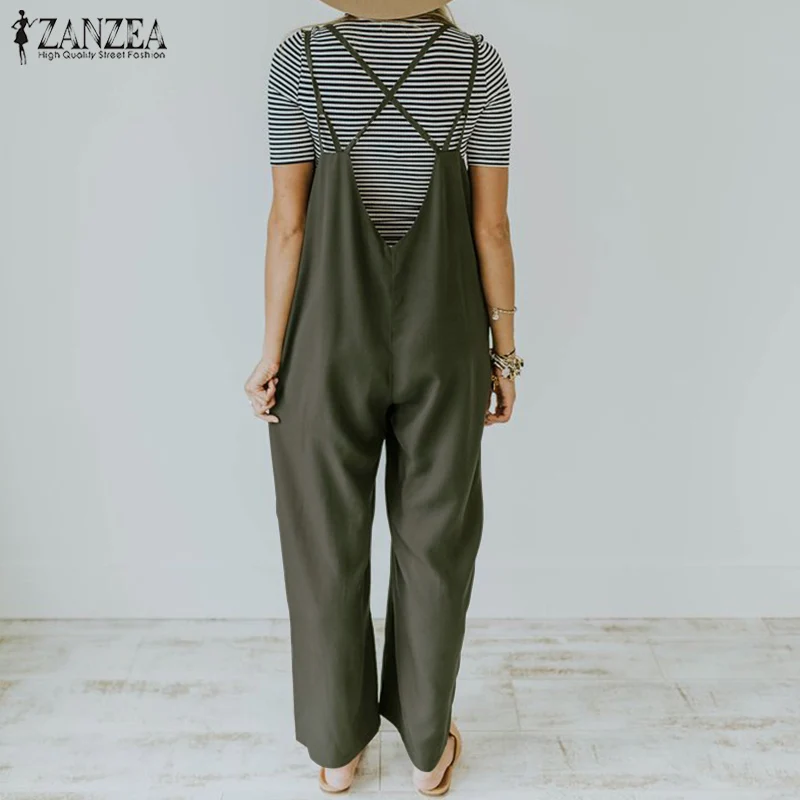 Женские повседневные Комбинезоны на бретельках с v-образным вырезом и широкими