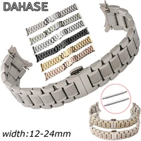 12 14 15 16 17 18 19 20 21mm 22mm 23mm 24mm watch band stainless steel curved end watch strap butterfly buckle wristband strap