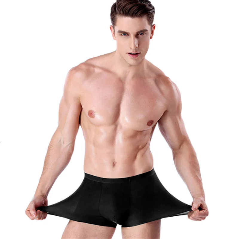3 Pieces/Set Seamless Boxer Men Underwear Ice Silk Breathable Thin Boxer Shorts Waist Men's Panties Big Size Male Underpants