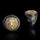 Уникальное мужское модное властное черное кольцо в европейском и американском стиле, ювелирное изделие в виде пастбища, короля льва, Подарок на годовщину