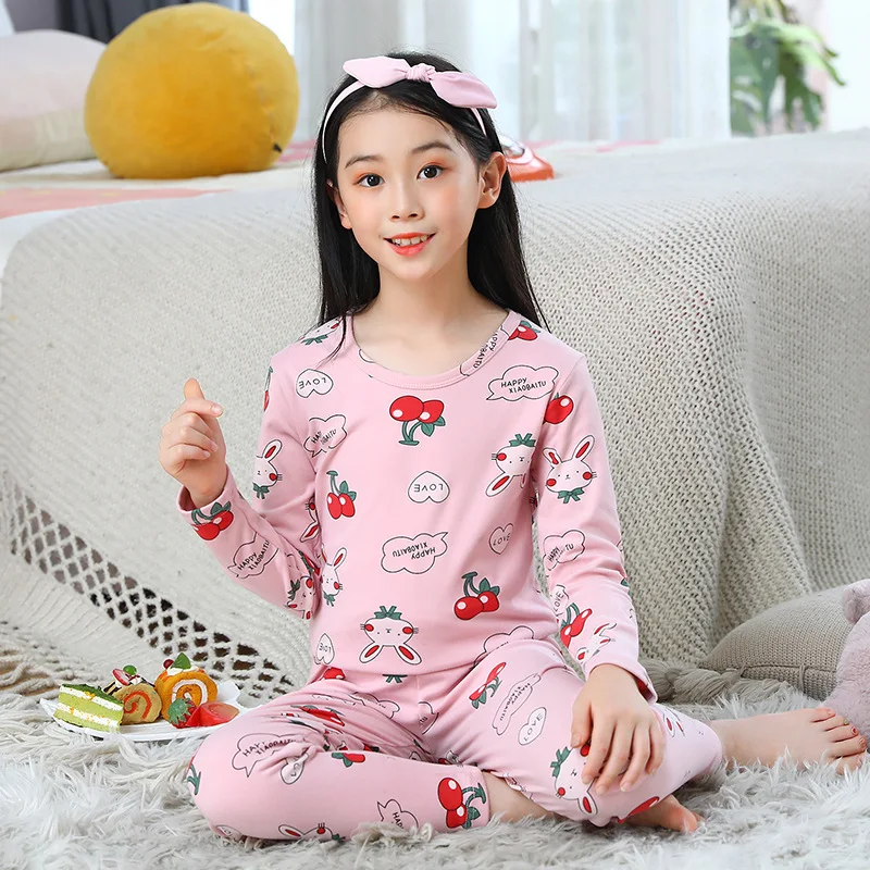 

Одежда для девочек, детские пижамы, комплект одежды для мальчиков, одежда для сна, домашняя одежда для малышей, мультяшная зимняя Пижама, хло...