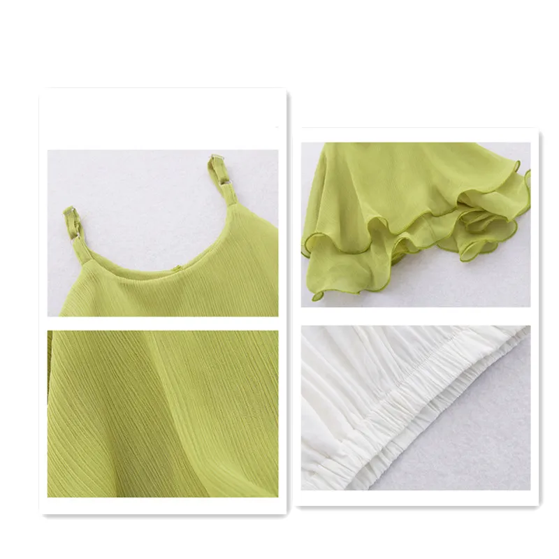 2020 Одежда для девочек Новая летняя детская многослойная шифоновая футболка +