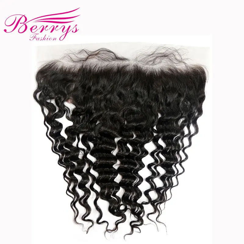 

13x4 Lace Frontal Deep Curly Wave 100% Unprocessed Brazilian Human Virgin Hair Free Part Bleached Knots with Baby Hair