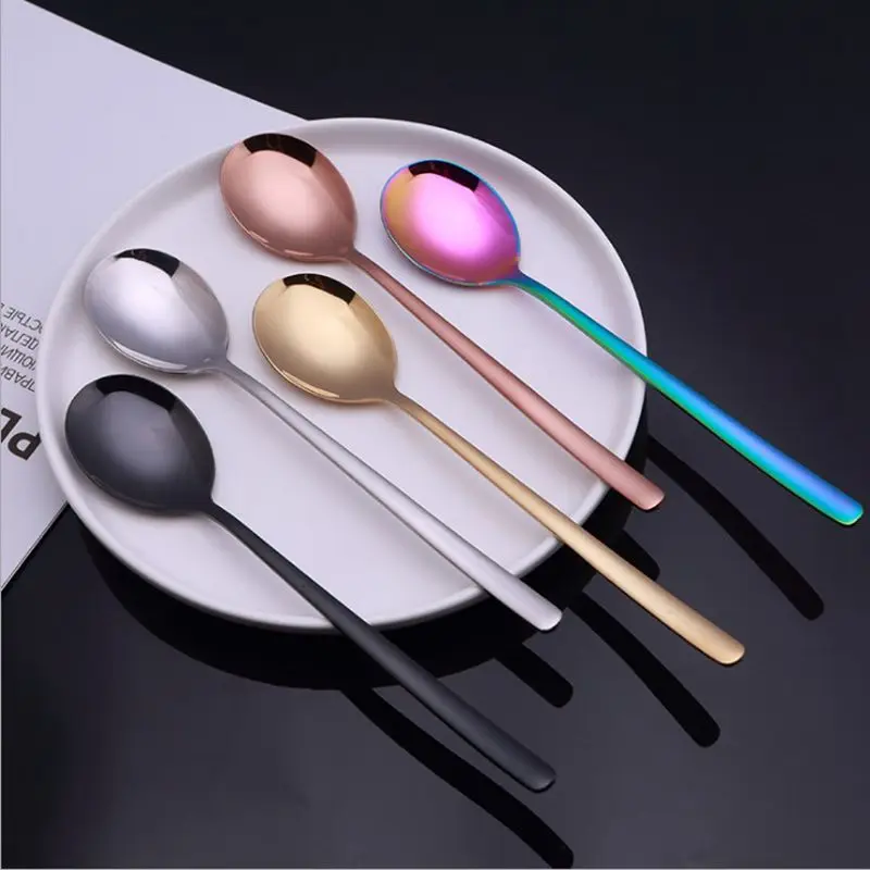 

Spoon Web Celebrity Round 304 Stainless Steel Creative Spoon Ice Cream Dessert Long Handle Korean Mixed Rice