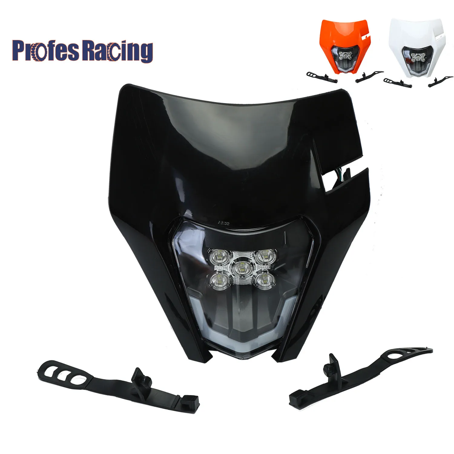 

12V LED Motorcycle Headlight Fairing Headlamp E8 Emark for SX-F SX EXC XC-W XC-F WR DRZ KLX KX YZ F Dirt Bike Fairing Mask
