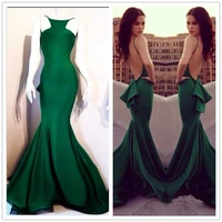 real sample elegant sleeveless dark green mermaid prom backless special occasion evening party gown mother of the bride dresses