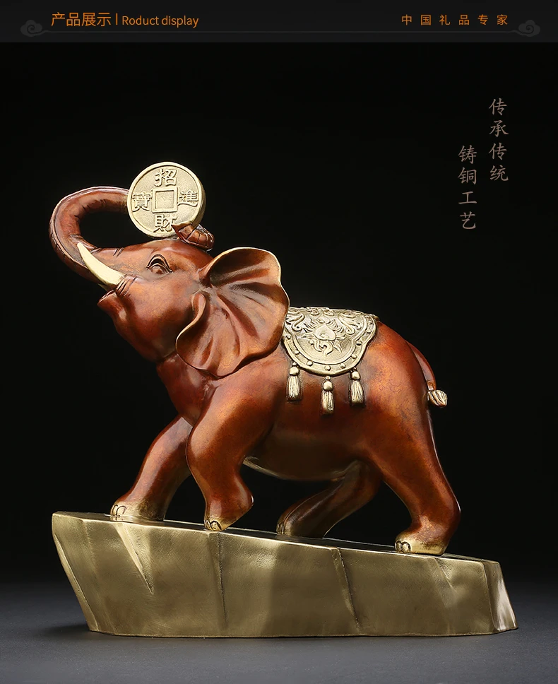 

GOOD -2020 HOME LIVING ROOM TOP ART BUSINESS DECOR GIFTS --MONEY DRAWING SUCCESS RETRO ELEPHANT BRONZE ART STATUE SCULPTURE