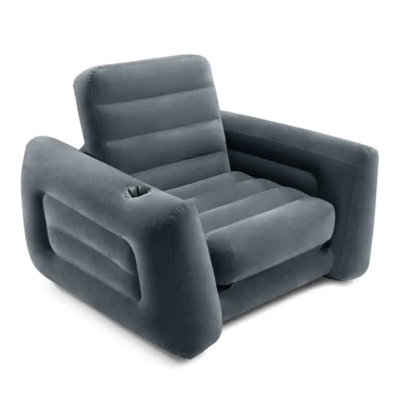 

High Quality Folding Multi-functional Reclining Chair Solid Color Flocking Inflatable Sofa Mattress Outdoor Portable Cushion