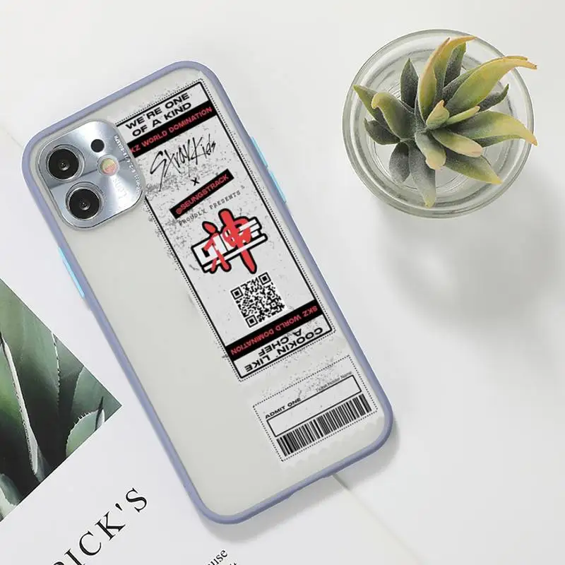 

Luxury Stray Kids Air tickets Design Phone Case For iPhone 12 11 Mini Pro XR XS Max 7 8 Plus X Matte transparent Gray Back Cover
