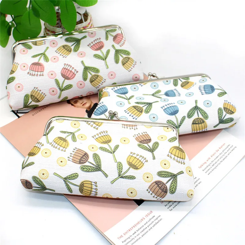 

Coin Purse Cotton Fabric Women Small Wallet Card Holder Lovely Coin Purse Clutch Handbag Bag Wallet Mini Bag Square Hasp Casual