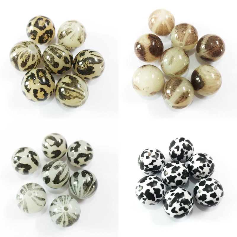 Новый дизайн! Оптовая продажа: 20 мм 100 шт./пакет акрил с принтом леопард/бусы в виде