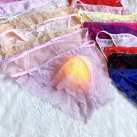 10pcs fashion sexy sexy lace mesh transparent mens bag temptation nude feel large size mens briefs sissy panties for men
