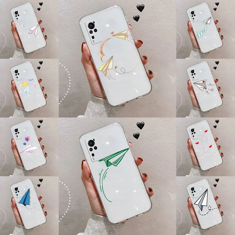 

paper airplane Childhood flying cute Phone Case Transparent For VIVO S 9 7 6 IQOO NEO 7 5 Z1 X E pro Soft TPU Clear Mobile bags