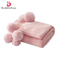 bubble kiss nordic style blankets for beds solid color ball blanket summer leisure tassel design blanket siesta 150x200 blanket