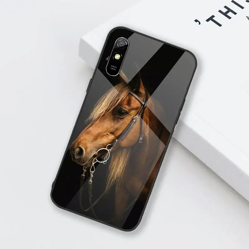 

horse animal Phone Case Tempered glass For xiaomi Redmi 4X 5 6 6A 8 8SE MIX 2 2S Note 3 4 5 6 7 PLUS PRO