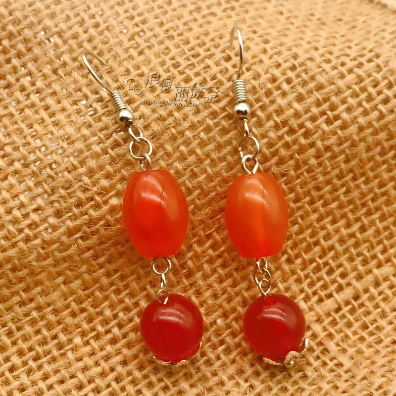 Стильные серьги из натурального агата модные Универсальные простые