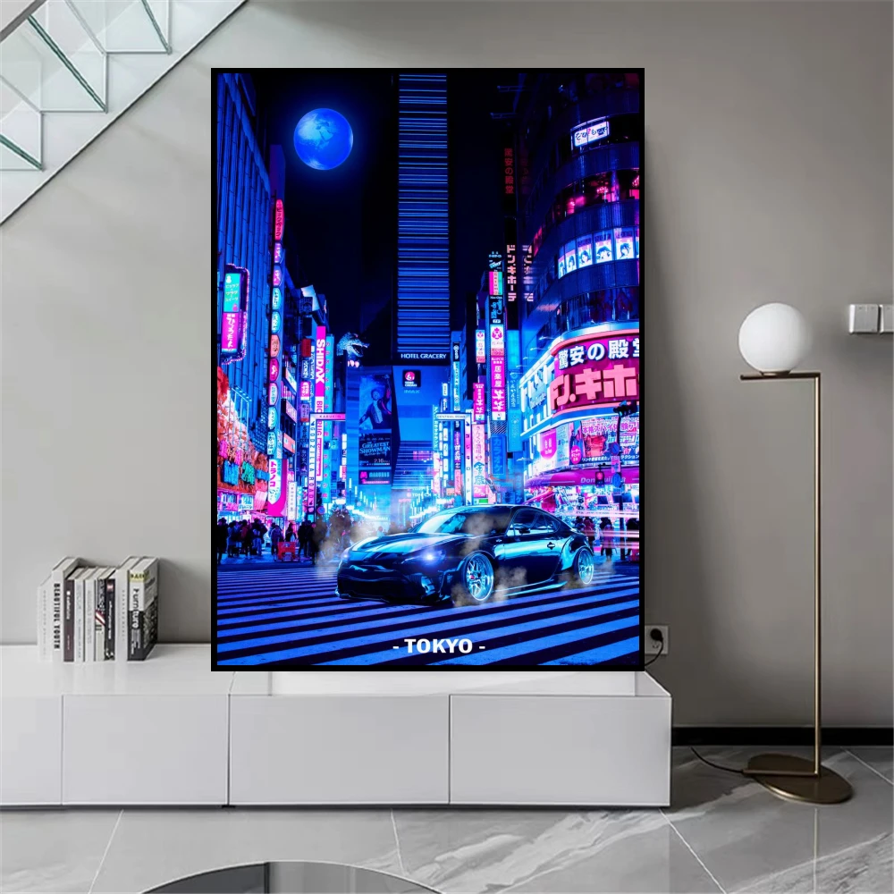 Токио уличные дрейф автомобиль wall art Печать плакатов дома украшение гостиной и
