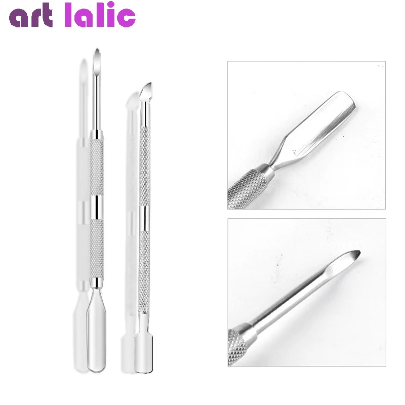 

2 Sizes Double-end Silver Cuticle Remover Stainless Steel Finger Dead Skin Cut Manicure Stirring Rods Nail Art Pusher Tool