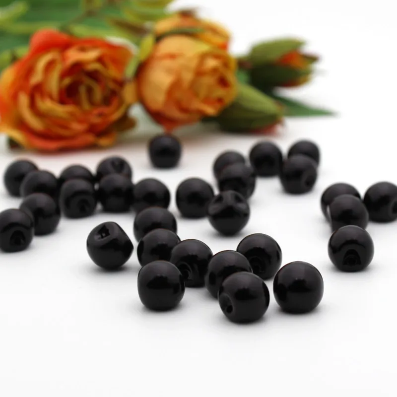 150 шт. модные черные боковые жемчуг с отверстиями Кнопки 8 мм круглые