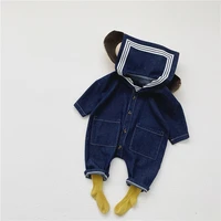milancel 2021 spring new baby romper sailor collar toddler jumpsuit denim infant clothes