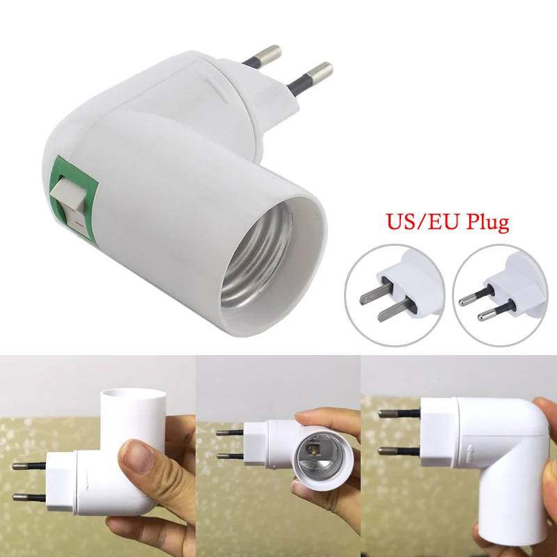 Регулируемый E27 Цоколь лампы гнездо адаптер держатель 360 градусов конвертер 100 230
