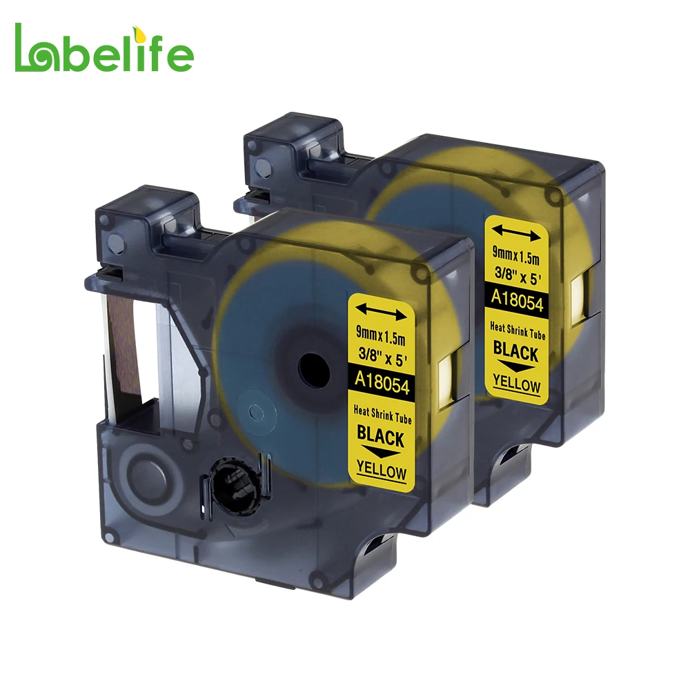 Термоусадочные трубки для DYMO Rhino Industrial IND LabelWriter S0718290 2 упаковки 18054 дюйма черные на