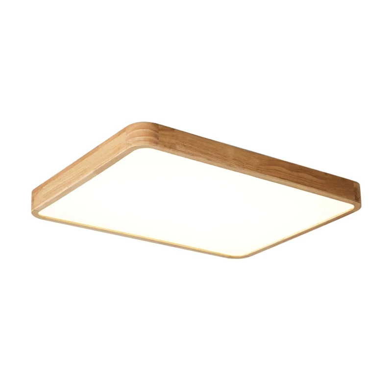 

BOTIMI Rectangle Solid Wood LED Ceiling Lights For Living Room 300MM 400MM 500MM Wooden Square Surface Mounted Bedroom Lamps